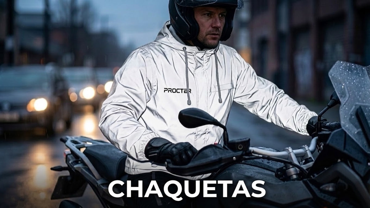 Chaqueta para motociclista con protecciones y reflectivos