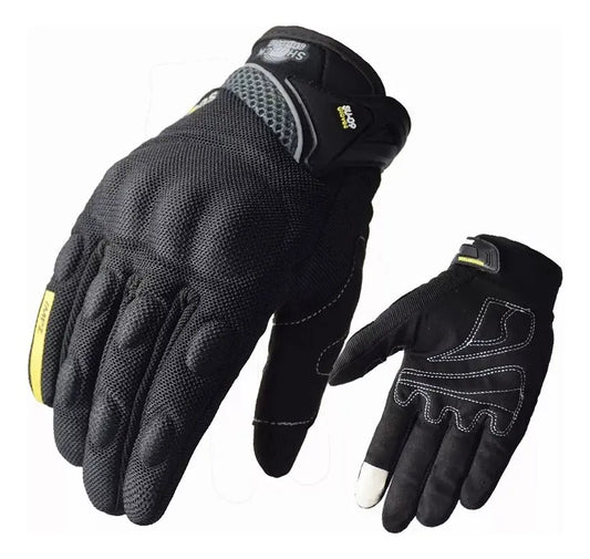 Guantes De Motos Su09 Touch Antideslizante Full Protección Color Negro