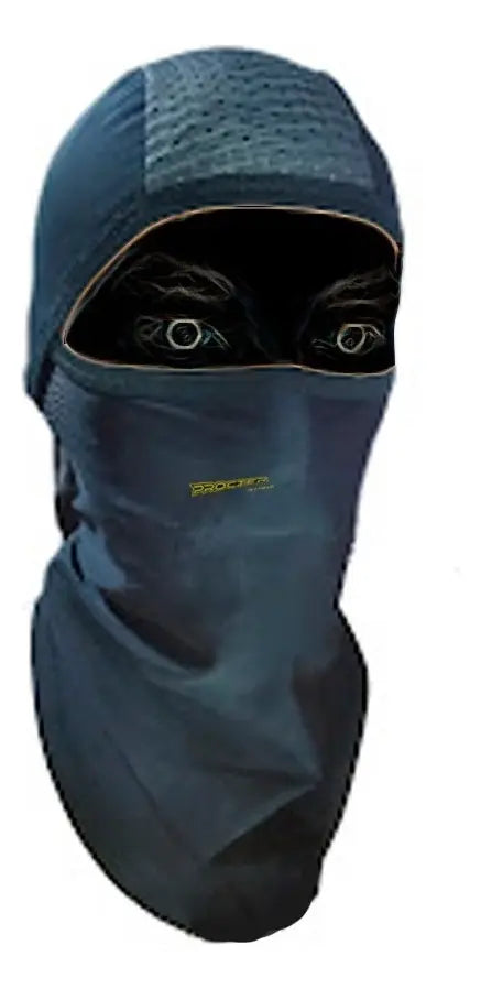 Balaclava de licra fría azul en maniquí