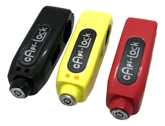 Tres candados de bloqueo de freno en negro, amarillo y rojo