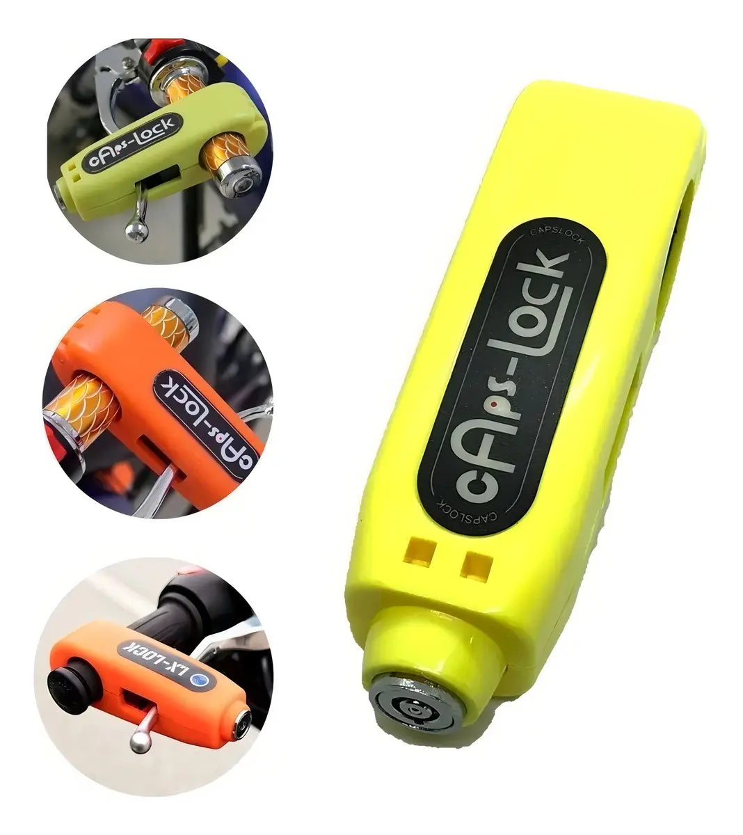 Candado cAps-Lock amarillo con ejemplos de instalación