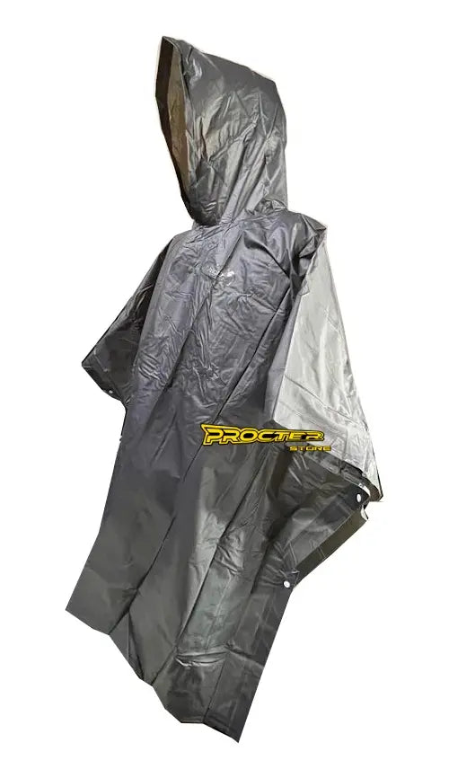 Capa impermeable tipo poncho gris con capota para adulto