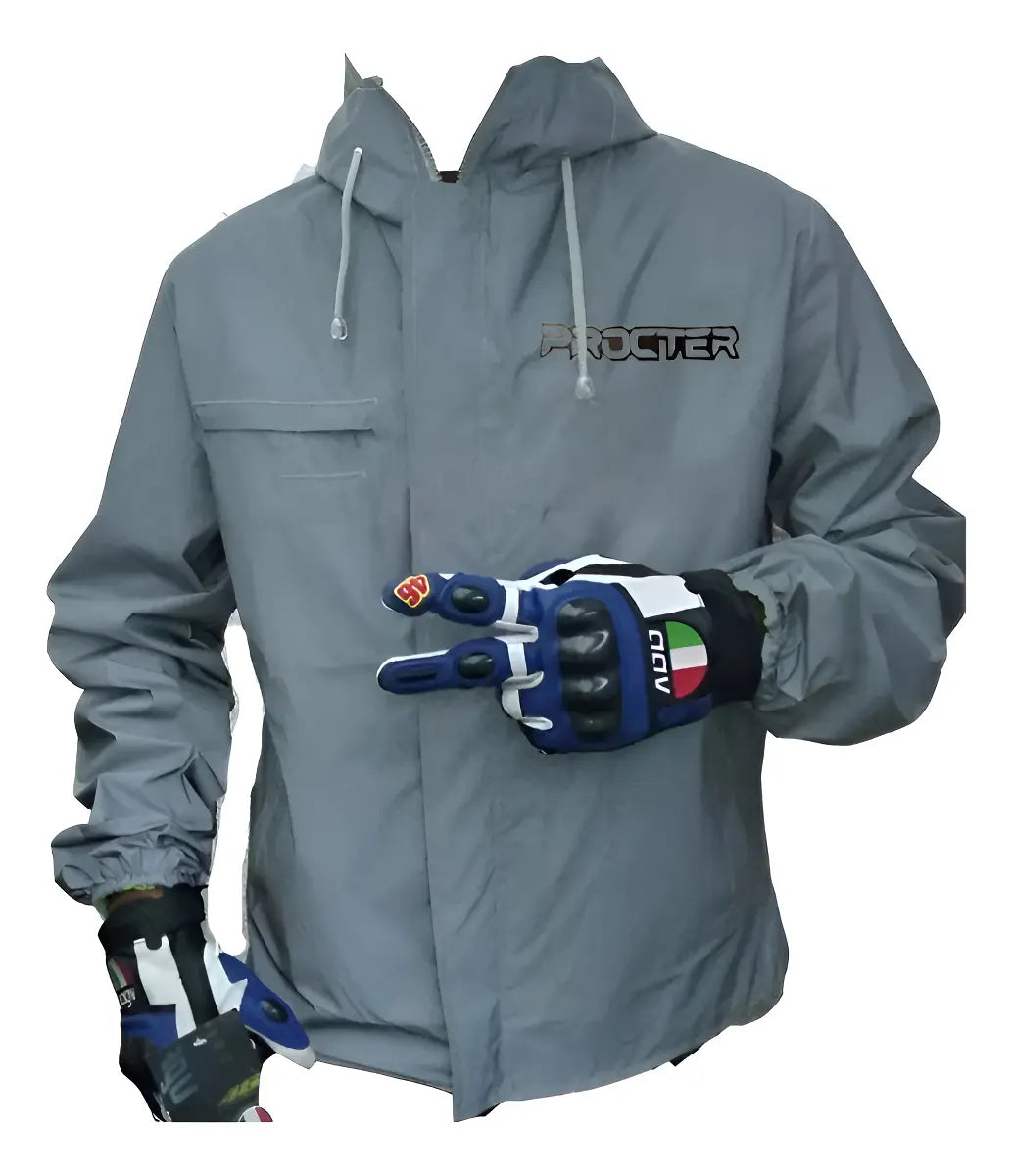 Chaqueta de moto 100% reflectiva gris con guantes