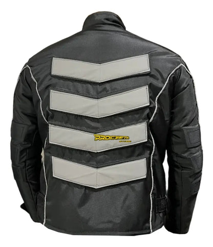 Espalda de la chaqueta de dotación con flechas reflectivas