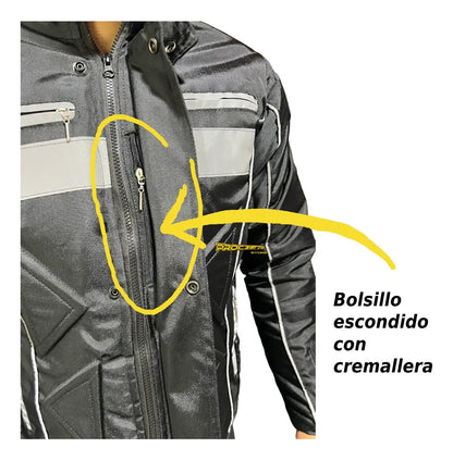 Bolsillo escondido con cremallera de la chaqueta de dotación