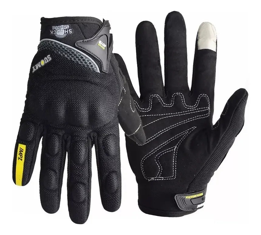 Par de guantes SU09 negros con protección en nudillos, dorso y palma