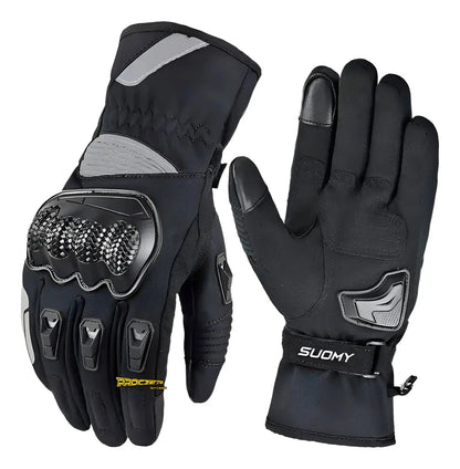 Par de guantes impermeables Suomy negros, dorso con nudillos y palma