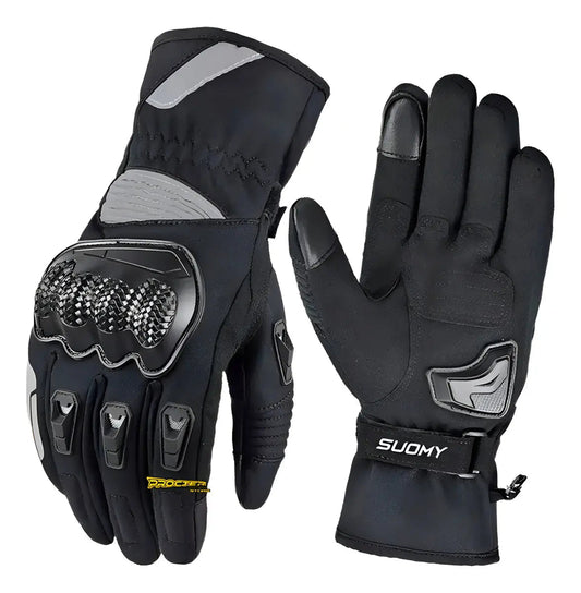 Par de guantes impermeables Suomy negros, dorso con nudillos y palma