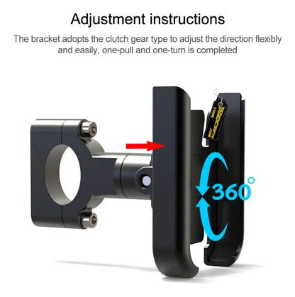 Instrucciones de ajuste del soporte de celular: mecanismo de piñón con giro de 360 grados