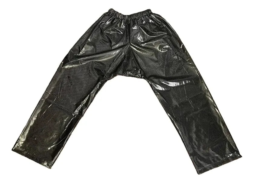 Pantalón impermeable de PVC satinado negro extendido