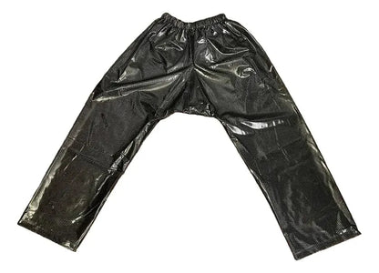 Pantalón impermeable de PVC satinado negro extendido
