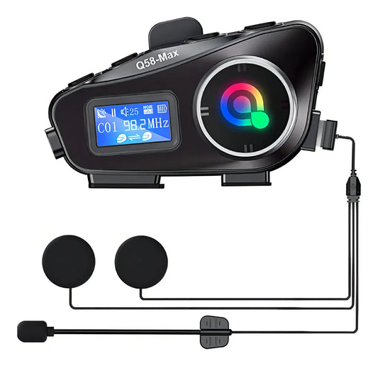 Intercomunicador Q58 MAX con parlantes y micrófono para casco