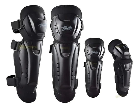 Kit de cuatro rodilleras y coderas negras con correas de ajuste