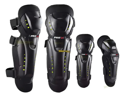 Kit Pro de cuatro protecciones para moto con detalles amarillos