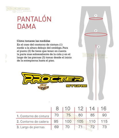 Guía de medidas del pantalón para dama de Procter Store