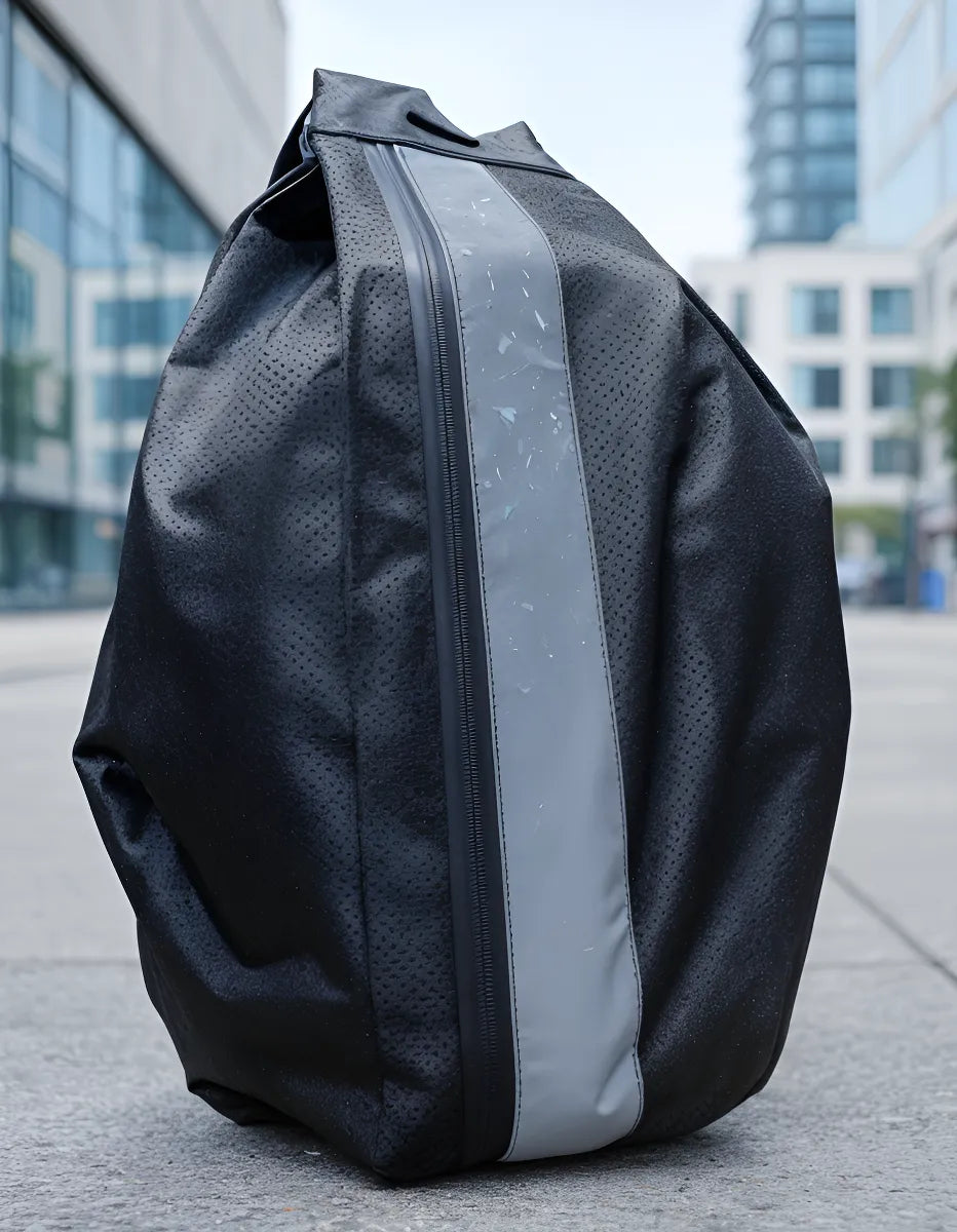 Portacasco impermeable negro con banda reflectiva