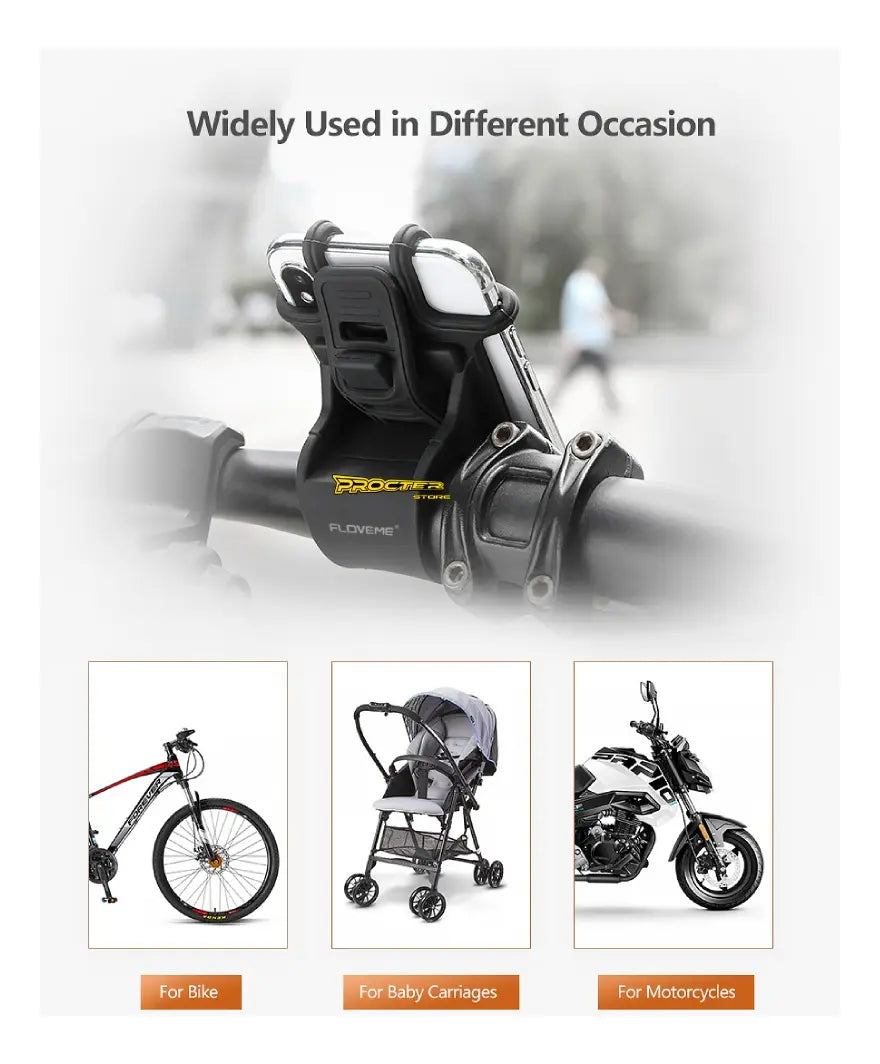 Usos del soporte de silicona para celular: bicicleta, coche de bebé y moto