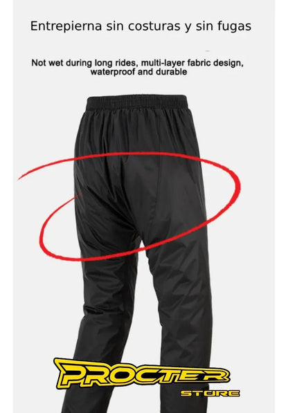 Detalle de la entrepierna sin costuras del pantalón impermeable Vemar