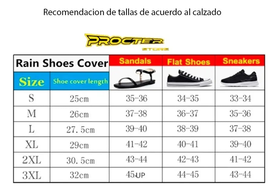 Tabla de tallas de zapatones según el calzado